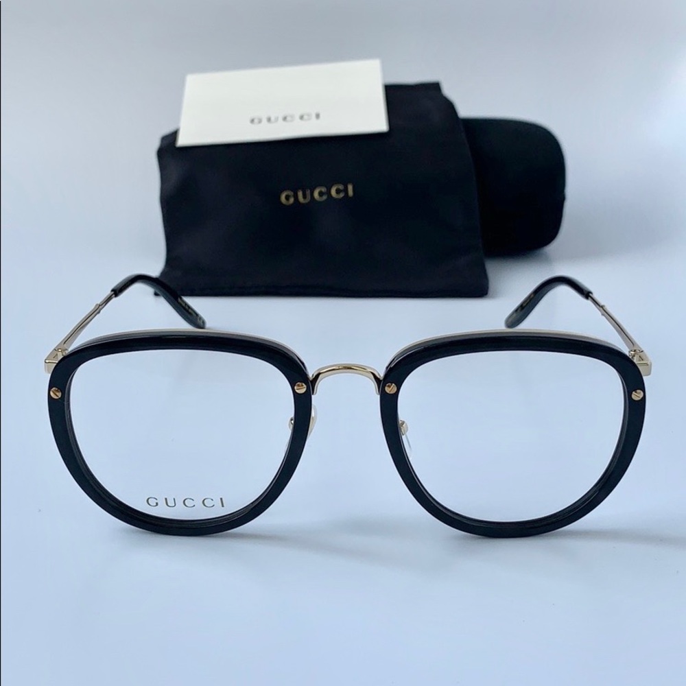 Gucci Unisex Eyeglasses GG0675O 001 Black/Gold - Picture 1 of 7